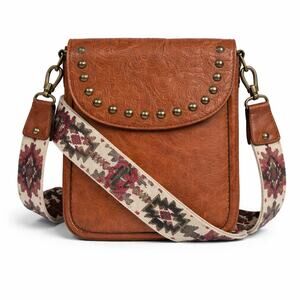 Sam & Hadley Western Tooled Compact Crossbody (GW9064) in Cognac Brown NWT